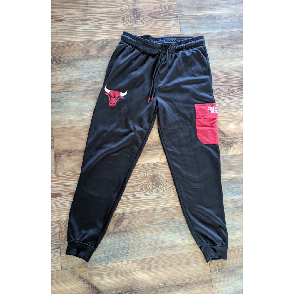 Ultra Game Chicago Bulls NBA Basketball Black Red Jogger Sweatpants Medium